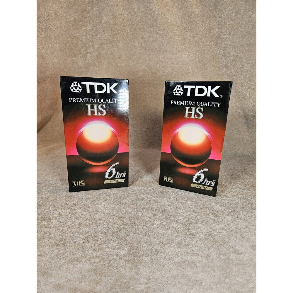 Lot of 2 New, Sealed TDK Premium Quality HS 6 Hour T-120 Blank VHS Video Tapes